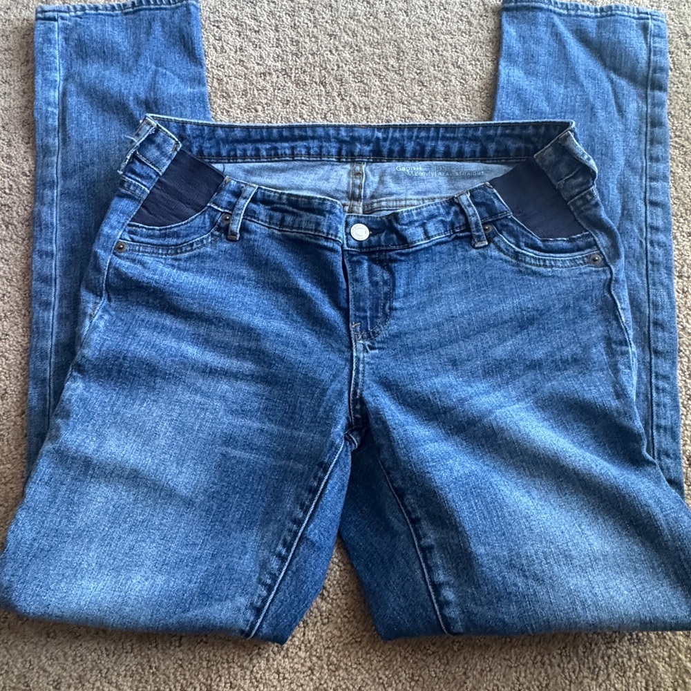 GAP Blue Straight Leg Maternity Jeans with Elastic Waist